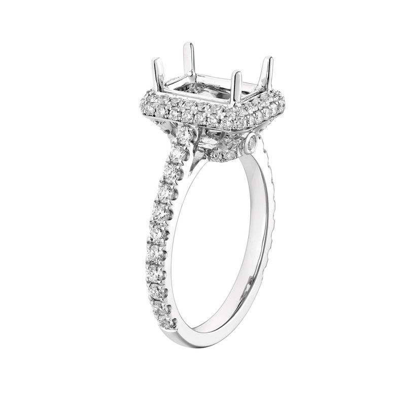 14k White Gold Cushion Halo Engagement Ring MZ5923 Natural Diamond