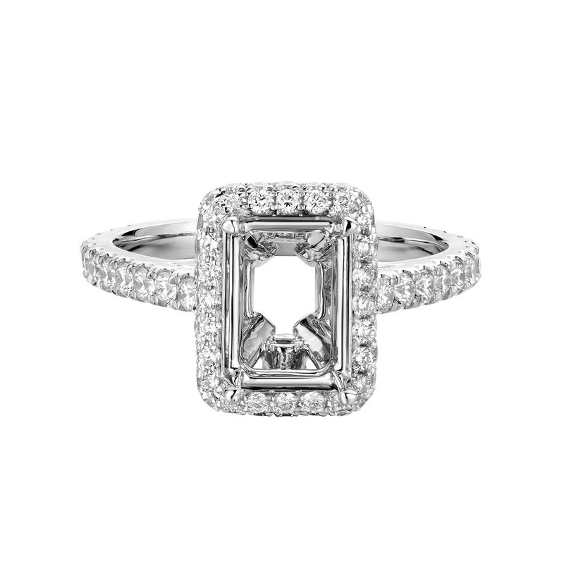 14k White Gold Cushion Halo Engagement Ring MZ5923 Natural Diamond