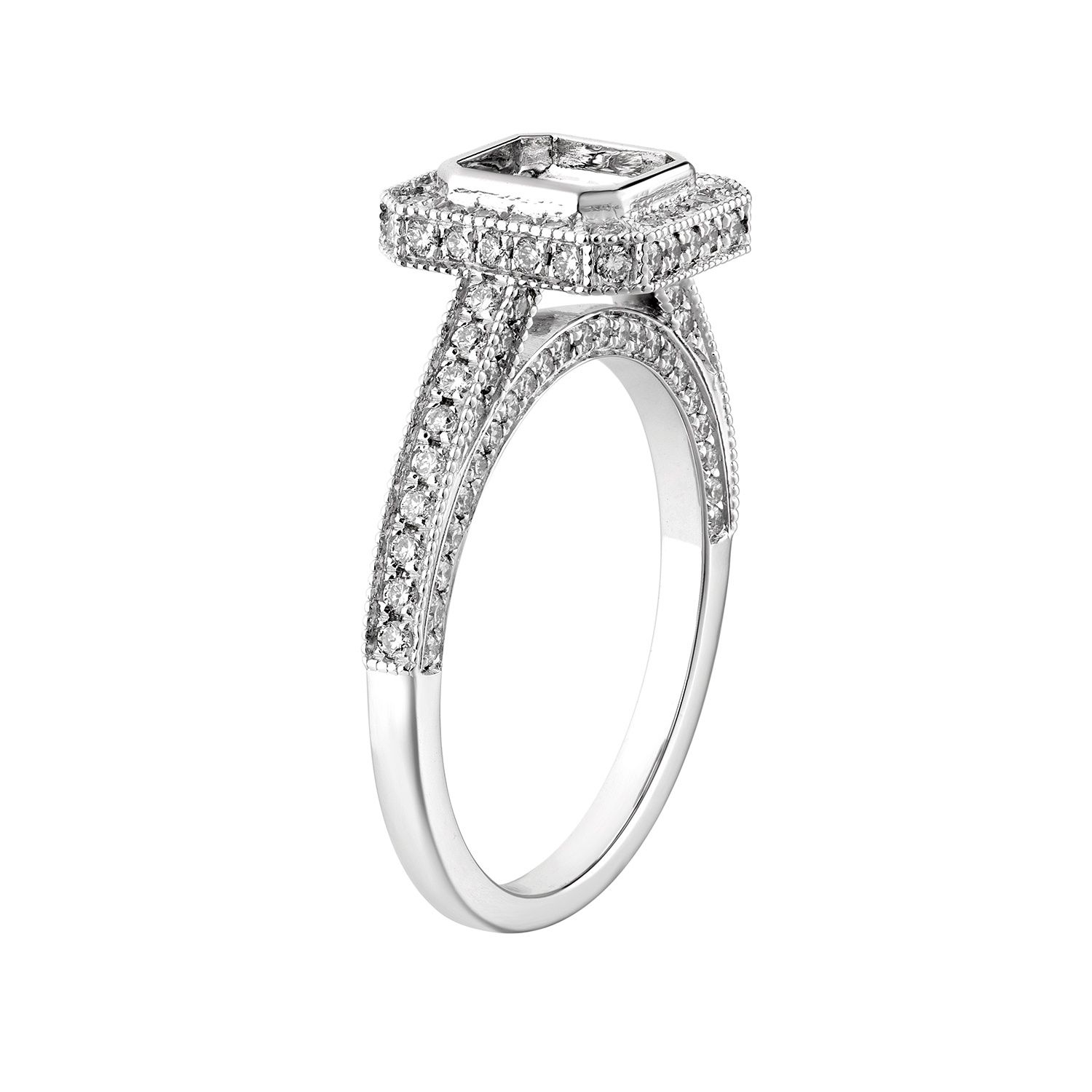 14K White Gold Cushion Halo Engagement Ring MZ5883 Natural Diamond
