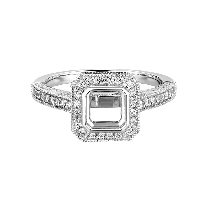 14K White Gold Cushion Halo Engagement Ring MZ5883 Natural Diamond