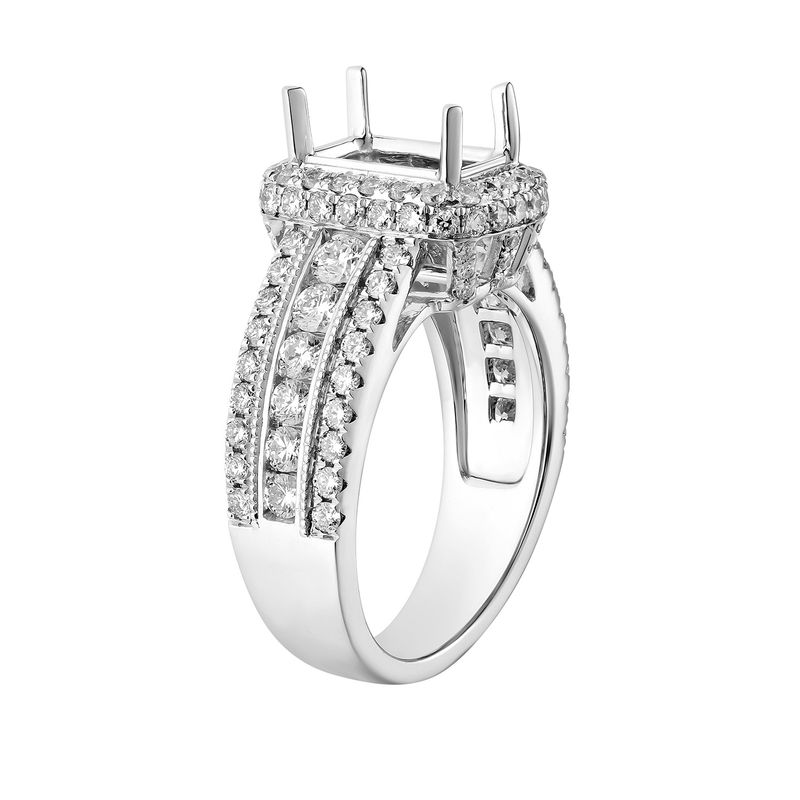14k White Gold Cushion Halo Natural Diamond Engagement Ring MZ5900