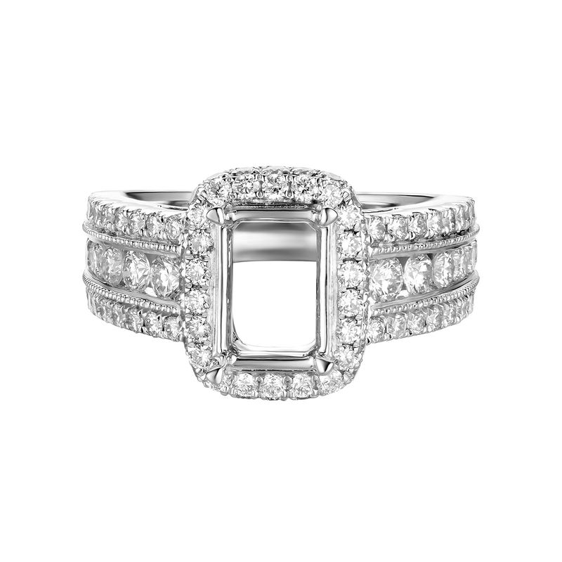 14k White Gold Cushion Halo Natural Diamond Engagement Ring MZ5900