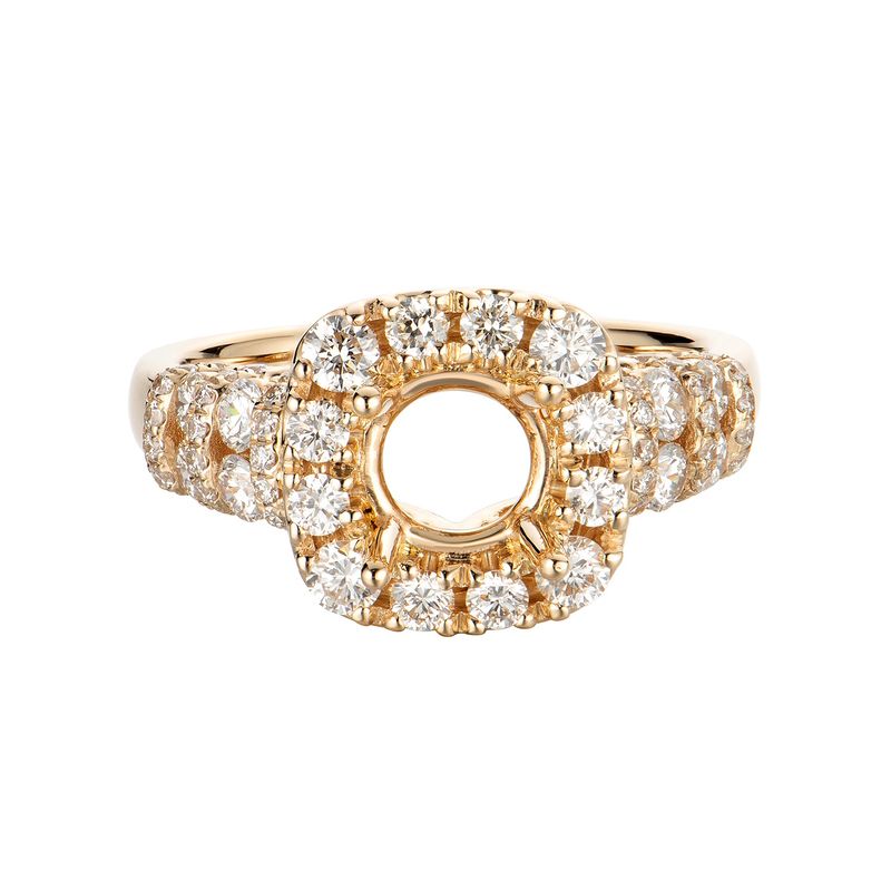 14K Yellow Gold Cushion Halo Natural Diamond Engagement Ring MZ5875