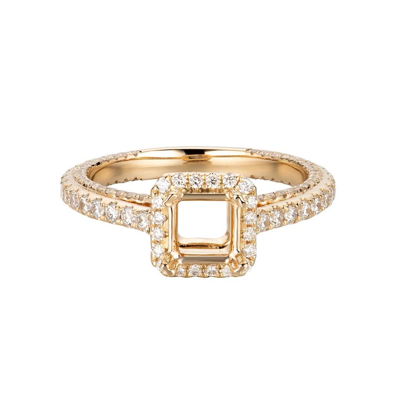 14K Yellow Gold Cushion Halo Natural Diamond Engagement Ring MZ5872