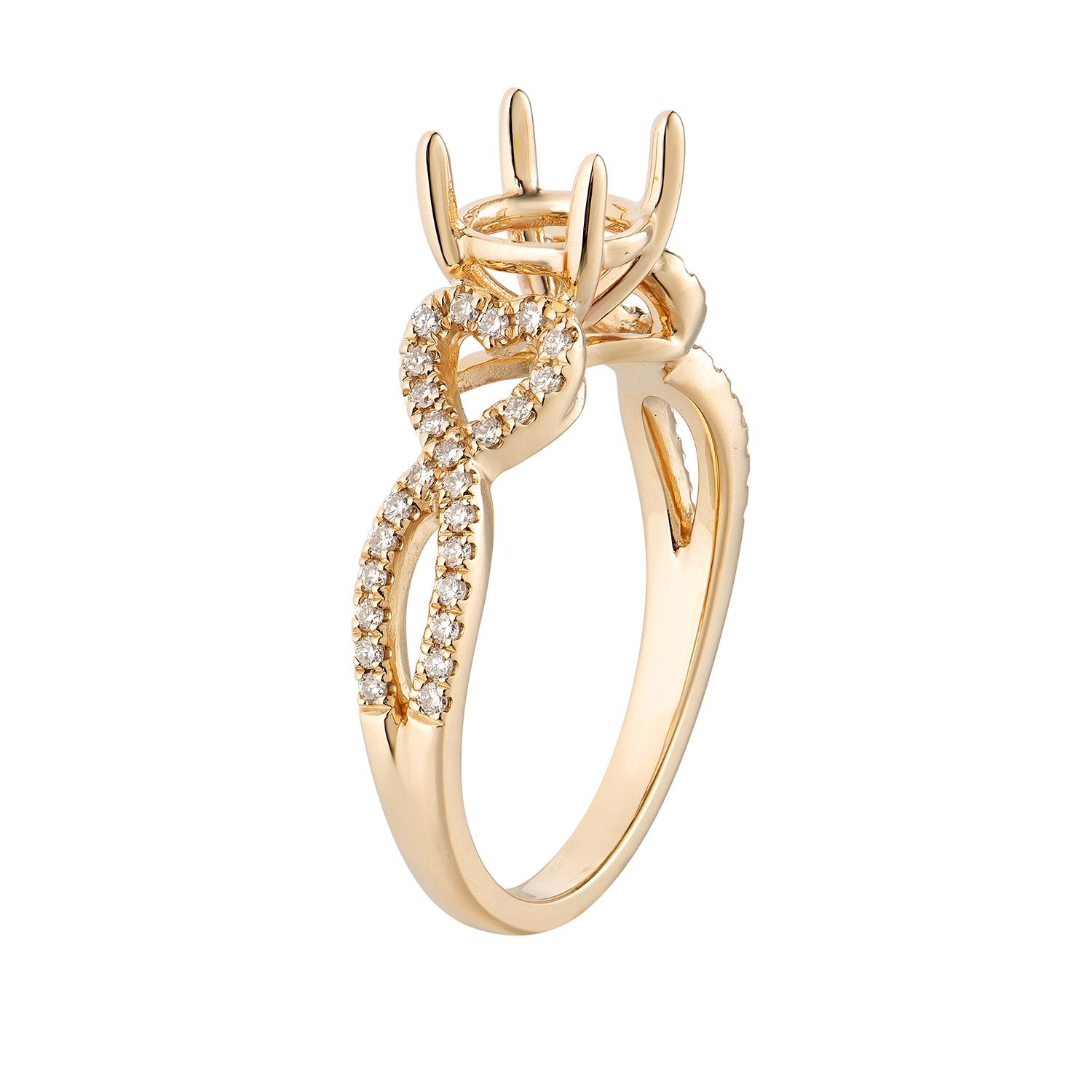 14K Yellow Gold Split Shank Natural Diamond Engagement Ring MZ5859