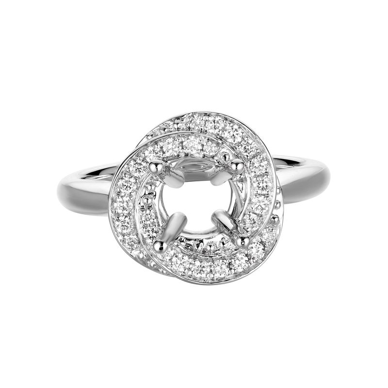 14k White Gold Round Center Floral Halo Engagement Ring MZ5771 Natural Diamond