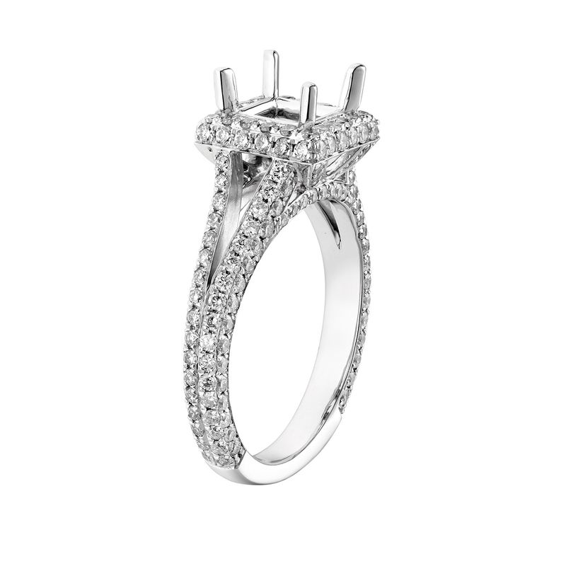 14k White Gold Square Halo Engagement Ring MZ5890 Natural Diamond