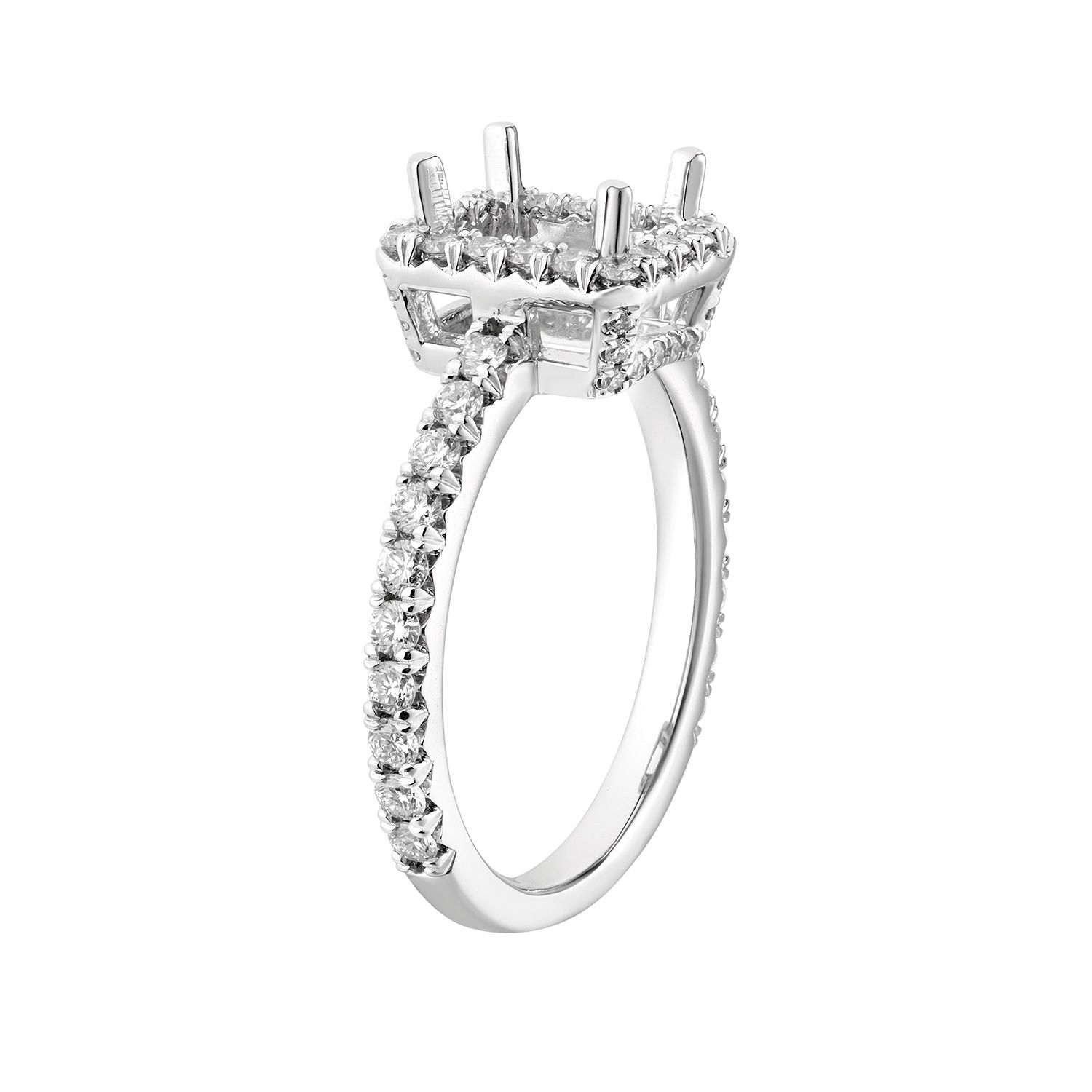 14K White Gold Cushion Halo Natural Diamond  Engagement Ring MZ5889