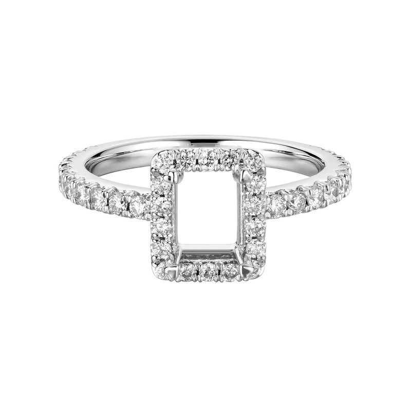14K White Gold Cushion Halo Natural Diamond  Engagement Ring MZ5889