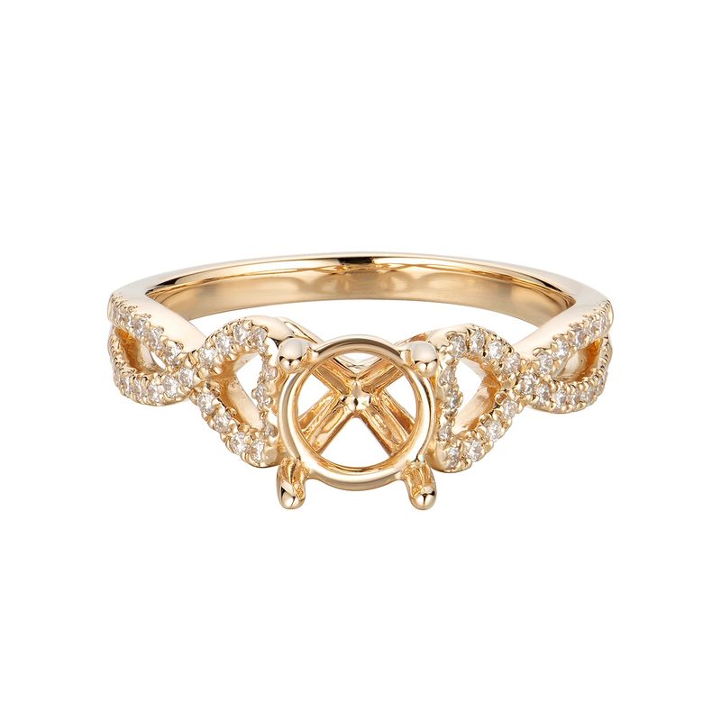 14K Yellow Gold Split Shank Natural Diamond Engagement Ring MZ5859