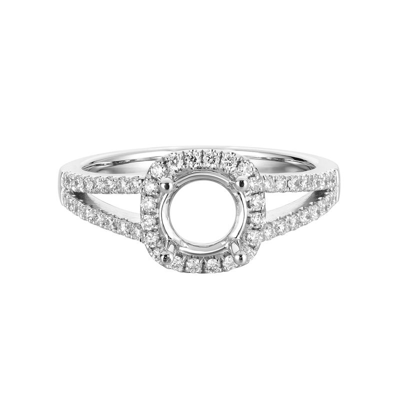 14k White Gold Cushion Halo Natural Diamond Engagement Ring MZ5796