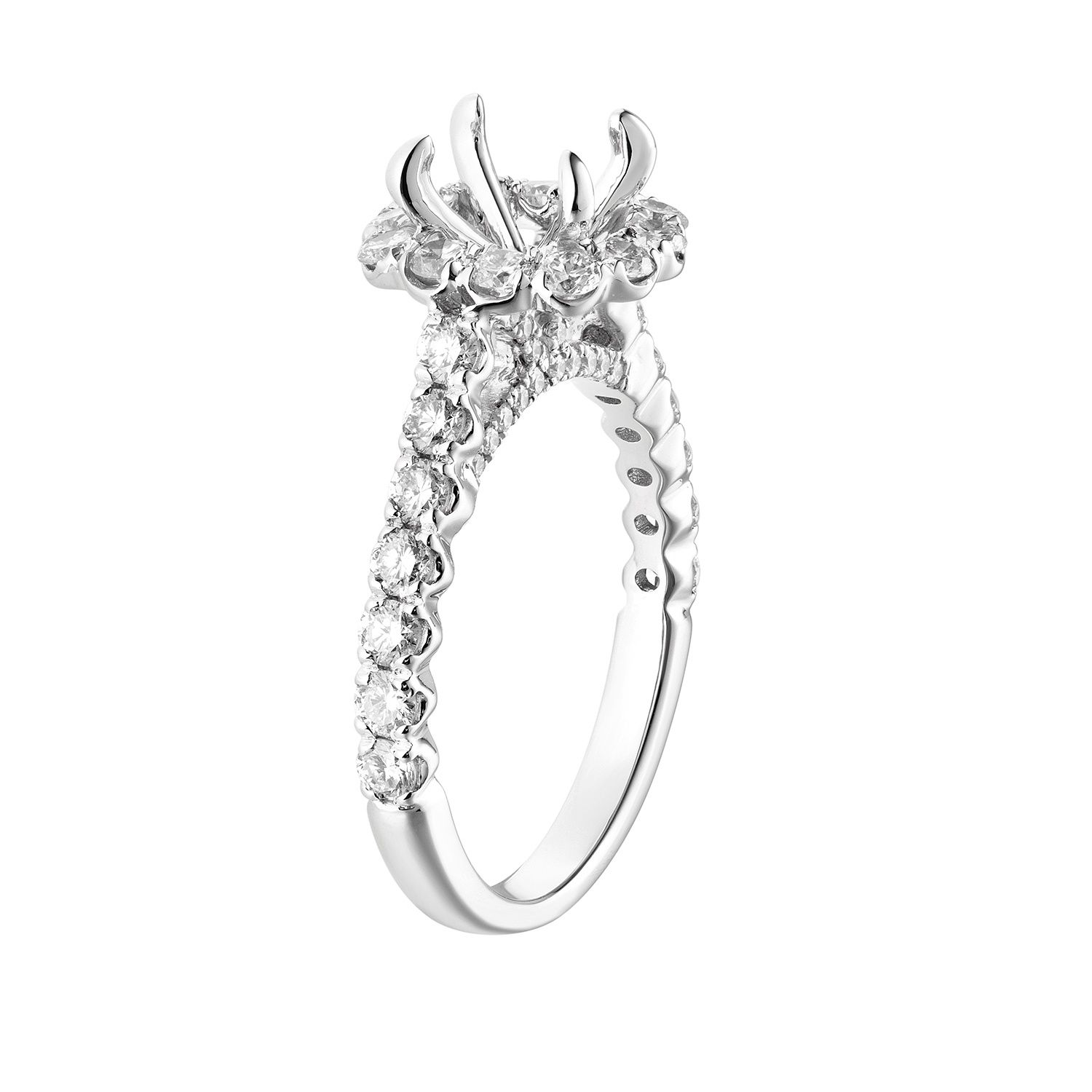 14K White Gold Cushion Halo Natural Diamond Engagement Ring MZ5737