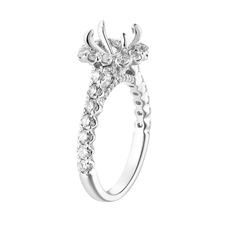 14K White Gold Cushion Halo Natural Diamond Engagement Ring MZ5737