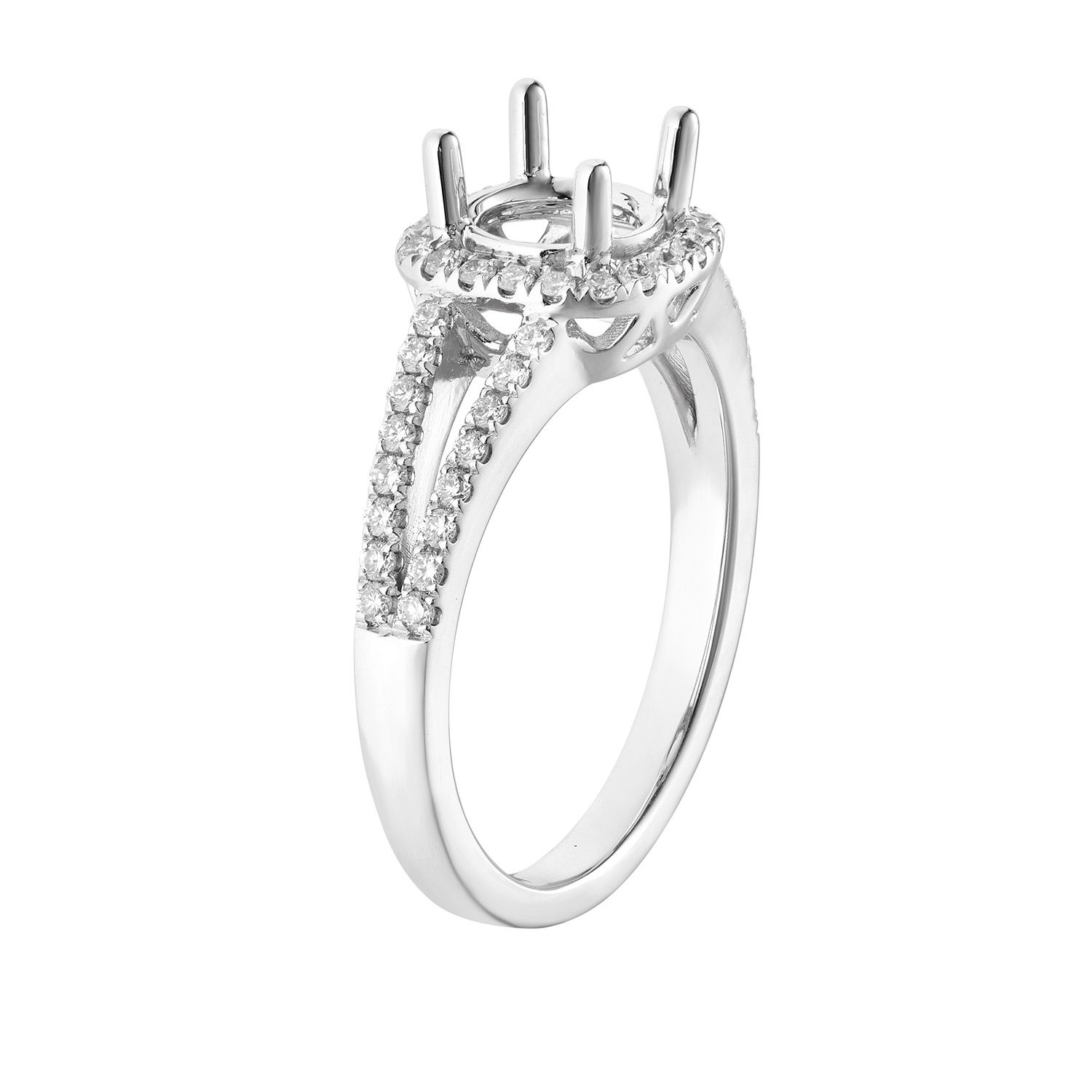 14k White Gold Cushion Halo Natural Diamond Engagement Ring MZ5796
