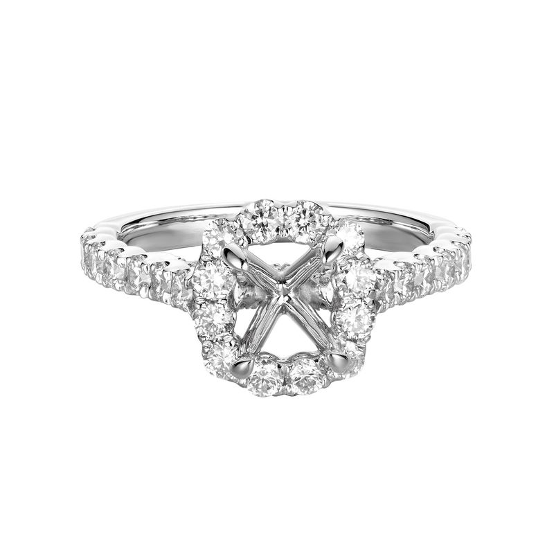 14K White Gold Cushion Halo Natural Diamond Engagement Ring MZ5737