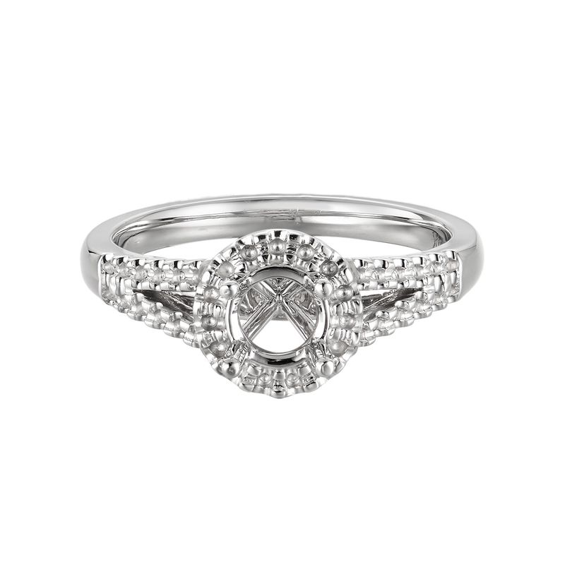 14k White Gold Round Shape Halo Split Shank Natural Diamond  Ring MZ5681