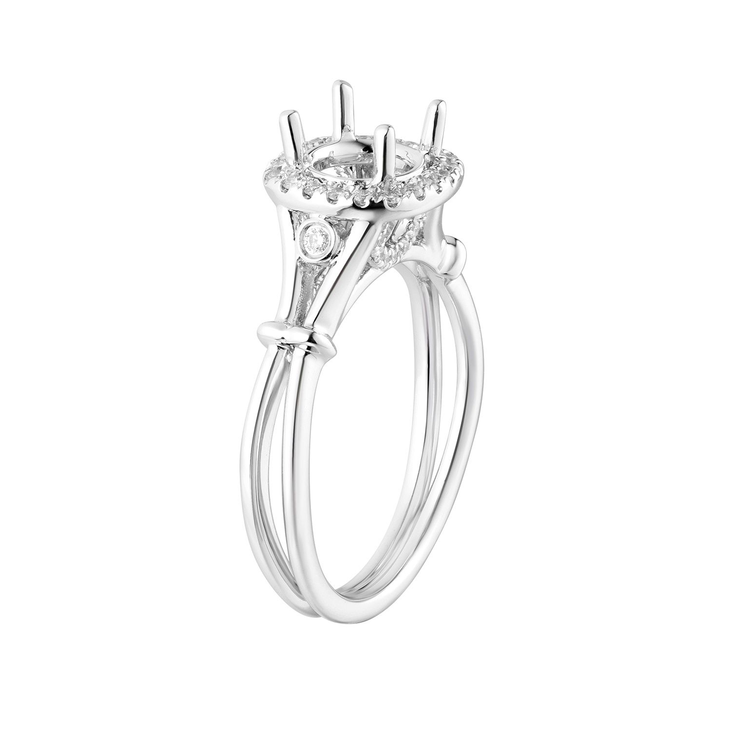 14K White Gold Cushion Shape Halo Split Shank Natural Diamond  Ring MZ5674 Natural Diamond