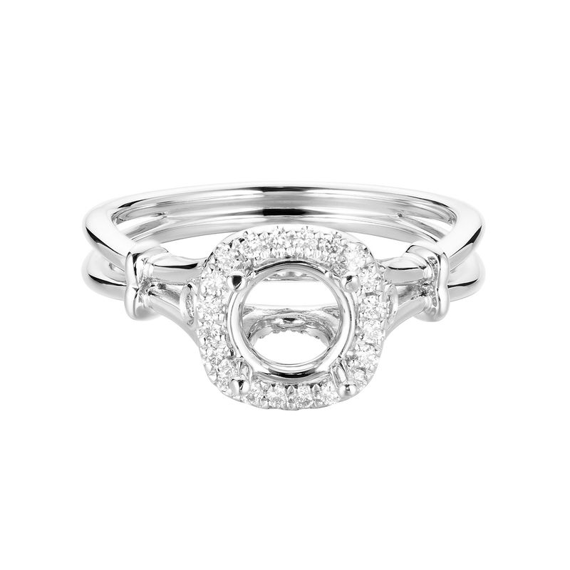 14K White Gold Cushion Shape Halo Split Shank Natural Diamond  Ring MZ5674 Natural Diamond