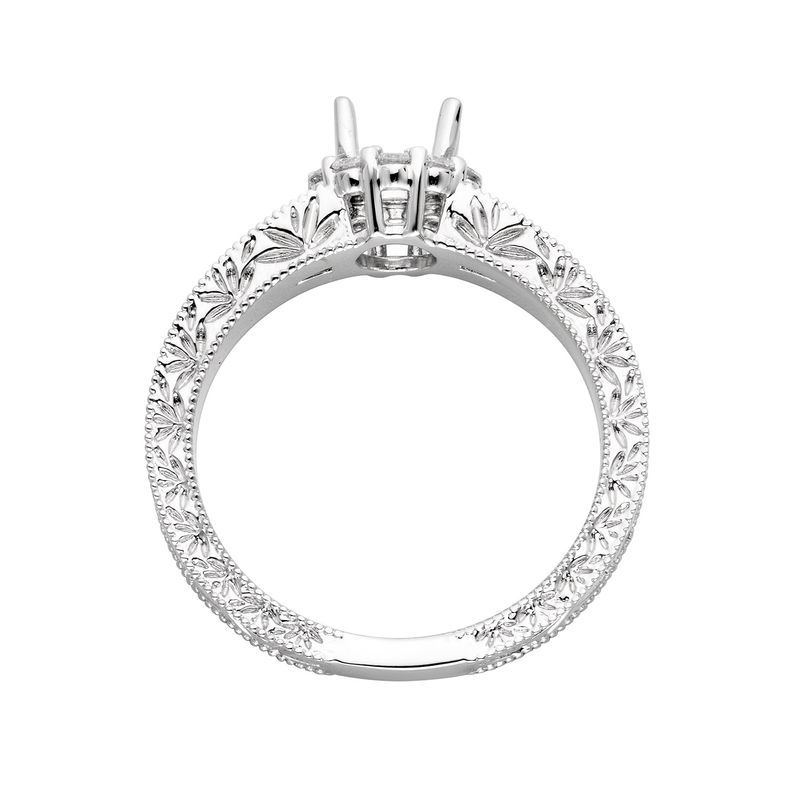 14K White Gold Round Halo Vintage Natural Diamond  Engagement Ring MZ5630 Natural Diamond