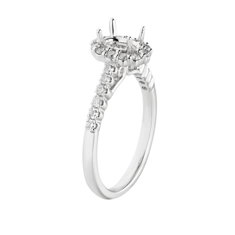 14K White Gold Oval Halo Single Shank Engagement Ring MZ5639 Natural Diamond