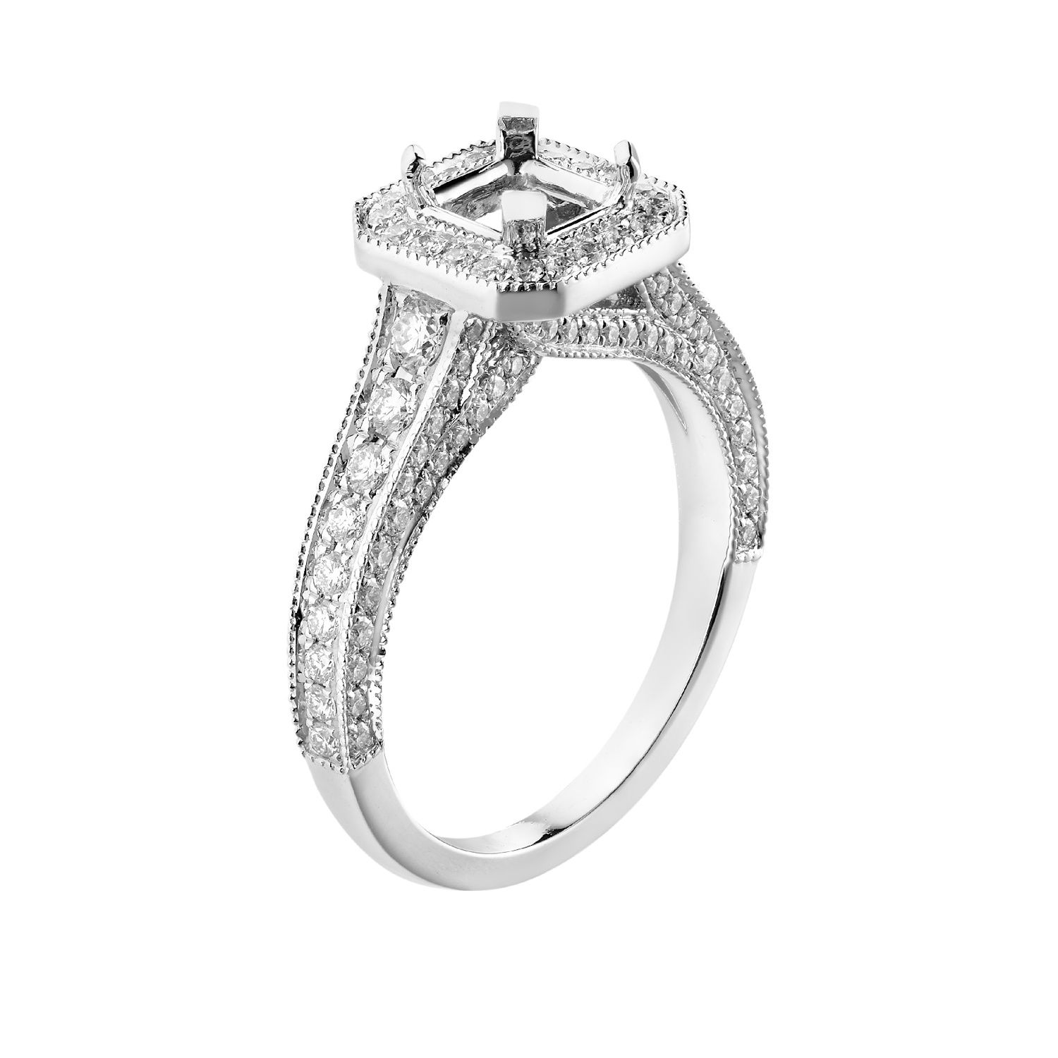 14K White Gold Halo Natural Diamond Engagement Ring MZ5526