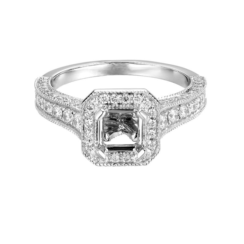 14K White Gold Halo Natural Diamond Engagement Ring MZ5526