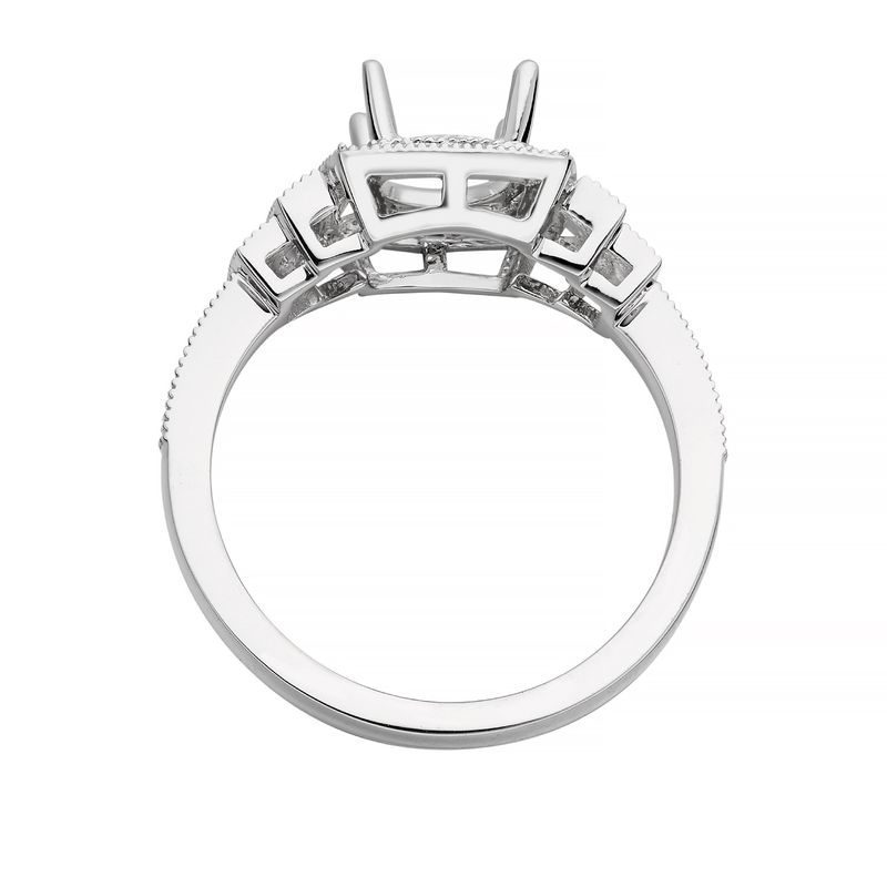 14K White Gold Cushion Center Round Natural Diamond  Halo Engagement Ring MZ5510