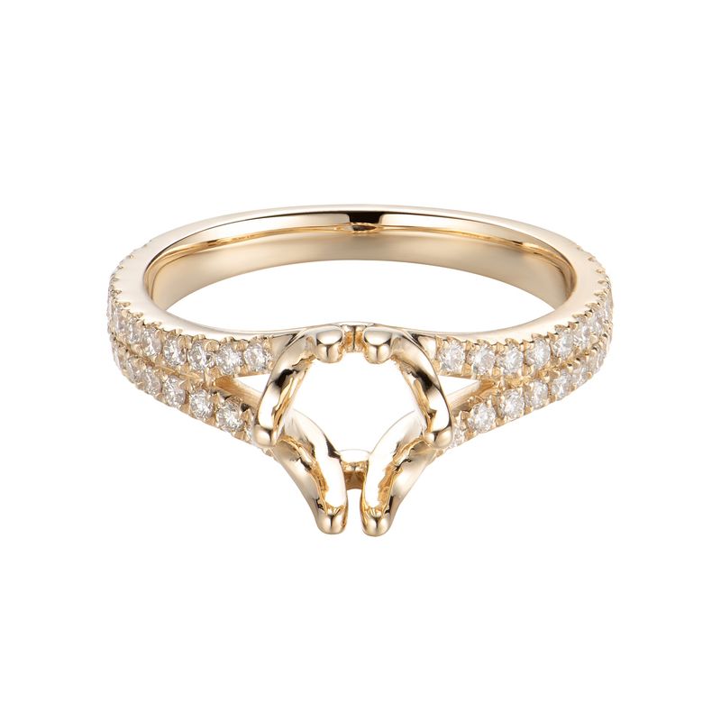 14K Yellow Gold Split Shank Natural Diamond Engagement Ring MZ5562