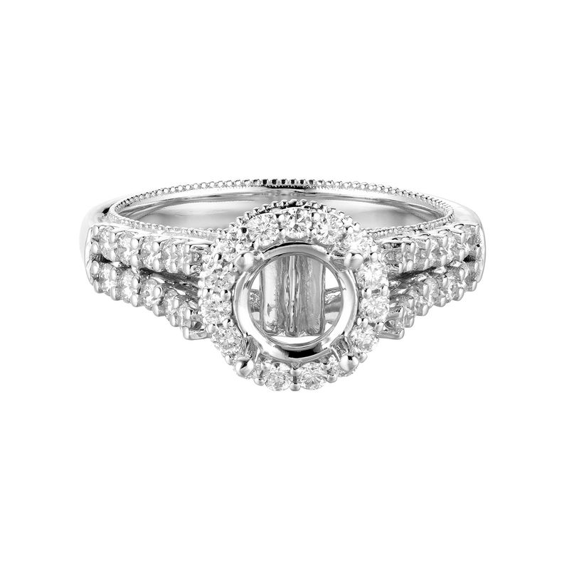 14K White Gold Natural Diamond Engagement Ring MZ5519