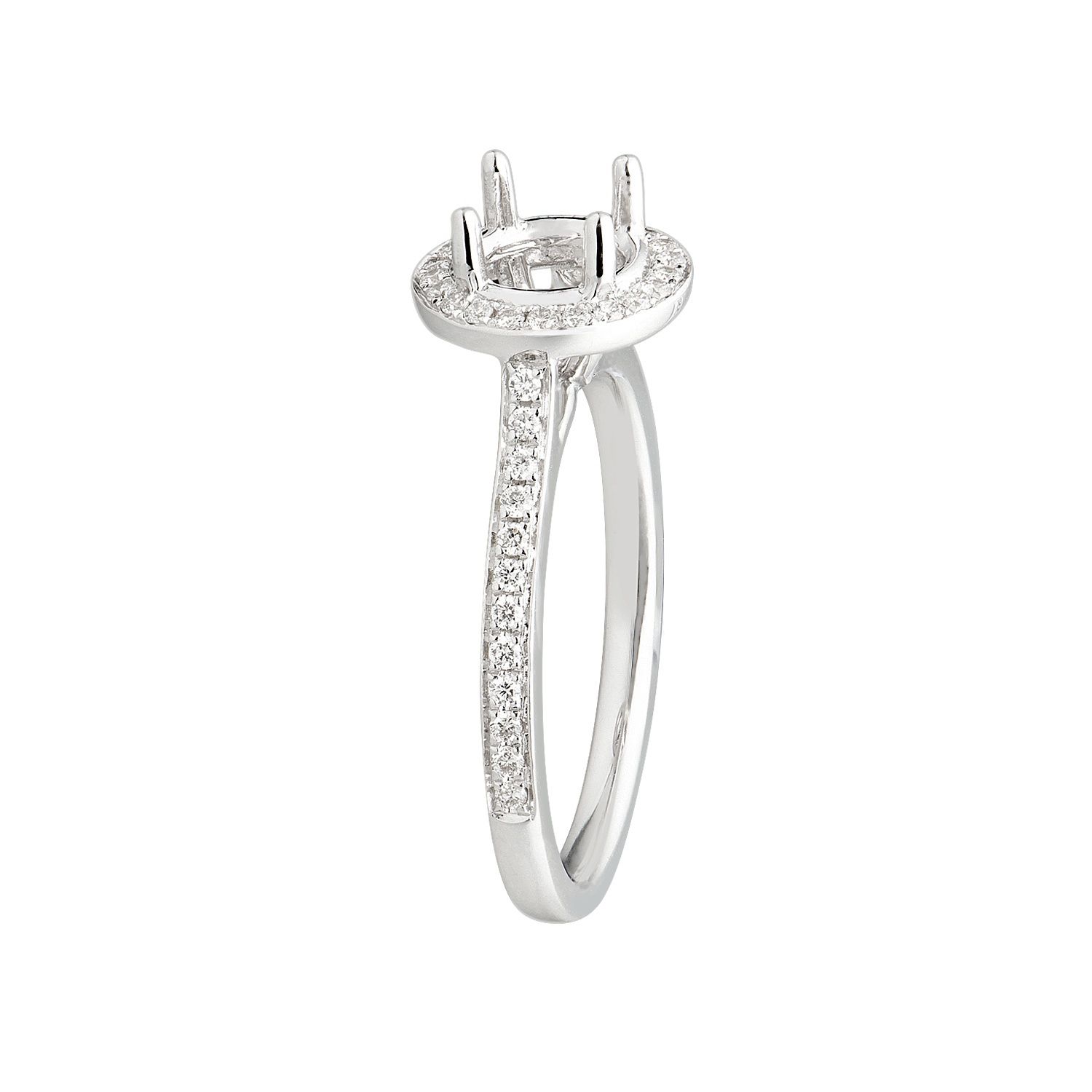 14K White Gold 0.238ct Round Natural Diamond  Halo Engagement Ring MZ5502