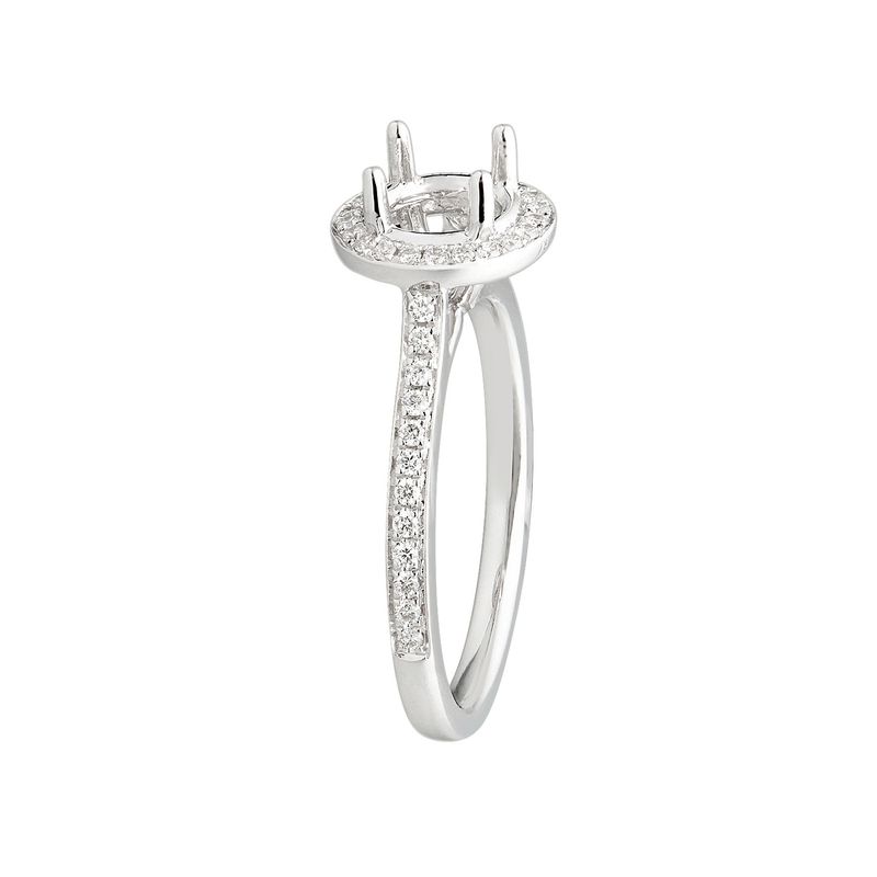 14K White Gold 0.238ct Round Natural Diamond  Halo Engagement Ring MZ5502