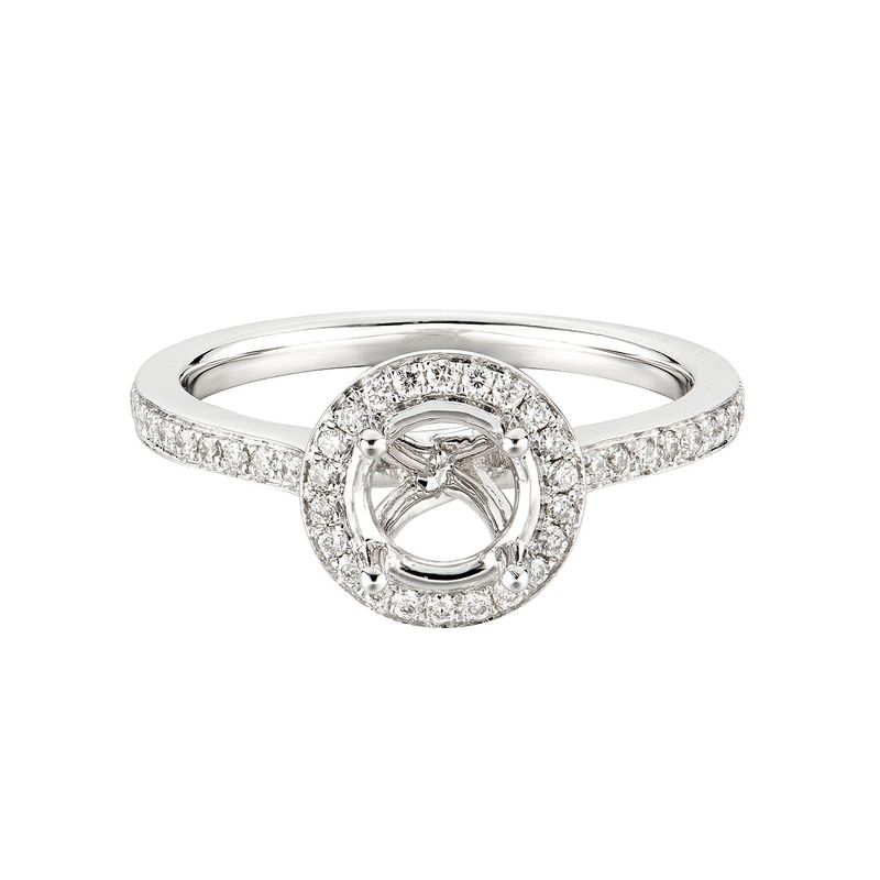 14K White Gold 0.238ct Round Natural Diamond  Halo Engagement Ring MZ5502