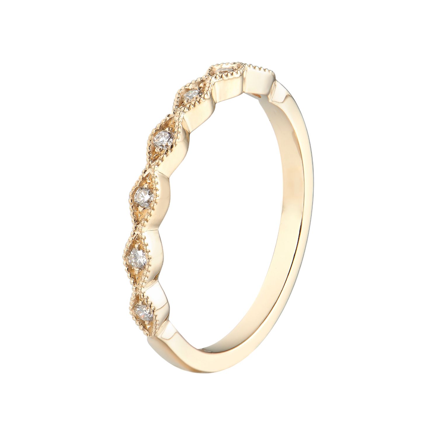 14K White/ Yellow Gold Marquise Shape Natural Gems Wedding Band MZ6002