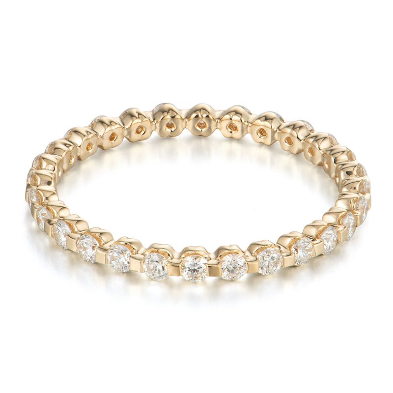 14K White Gold Round Natural Diamond  Eternity Wedding Band MZ5012-1