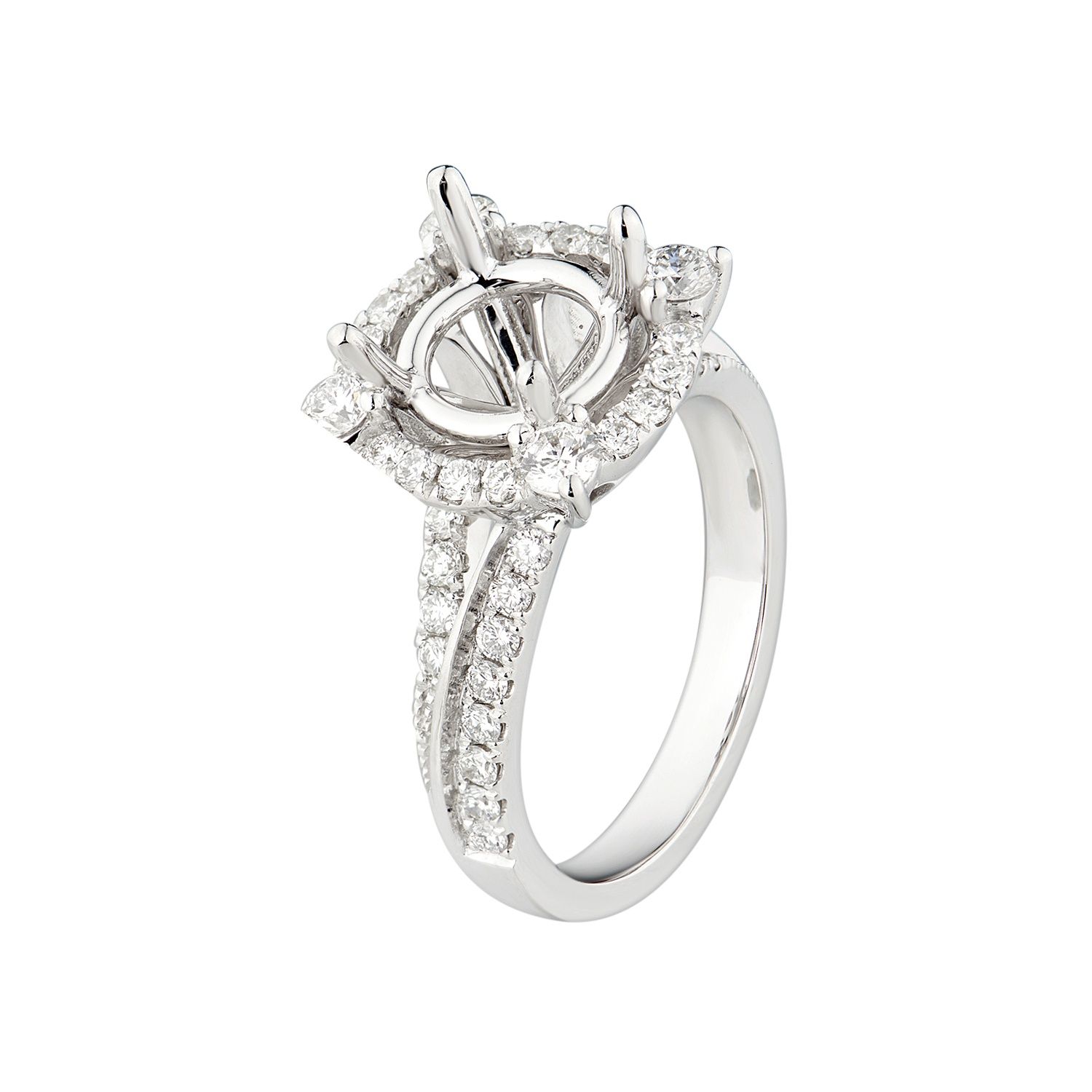 14K White Gold Natural Diamond Engagement Ring MZ1966
