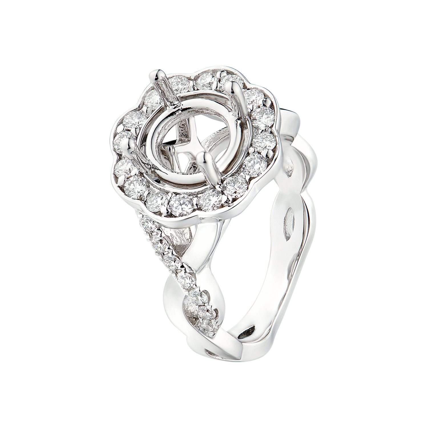 14K White Gold Natural Diamond Engagement Ring MZ1965