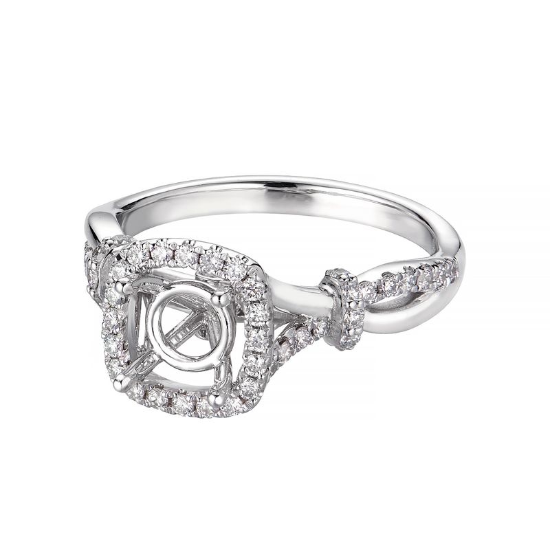 14K White Gold Split Shank Halo Engagement Ring MZ1881 Natural Diamond