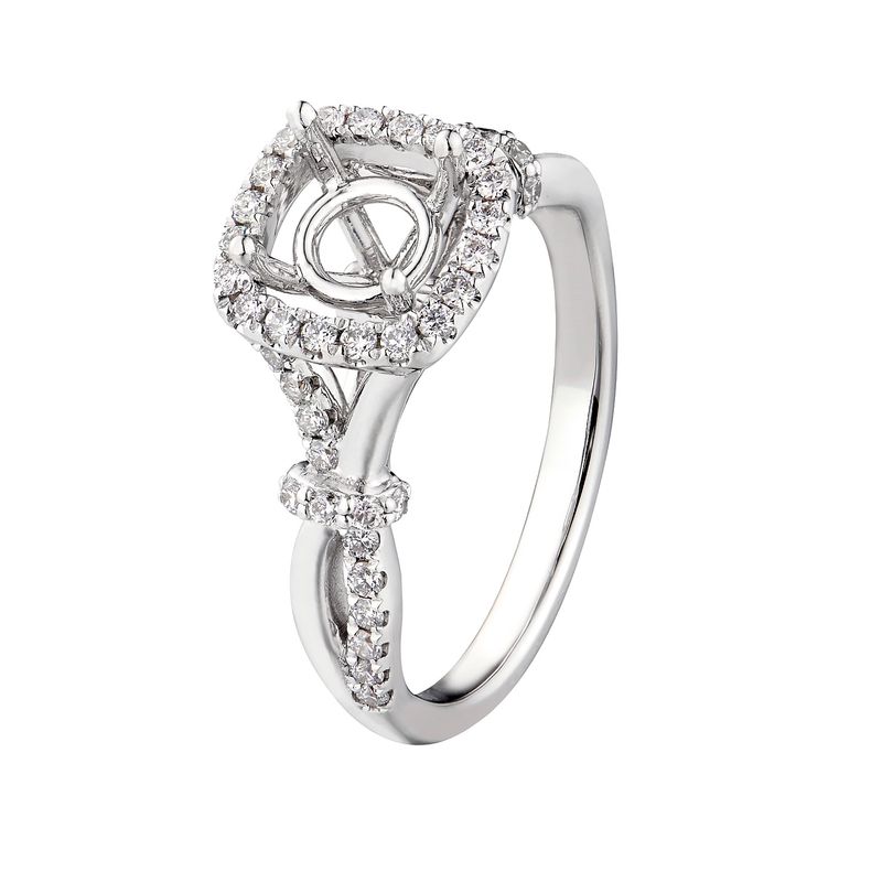 14K White Gold Split Shank Halo Engagement Ring MZ1881 Natural Diamond