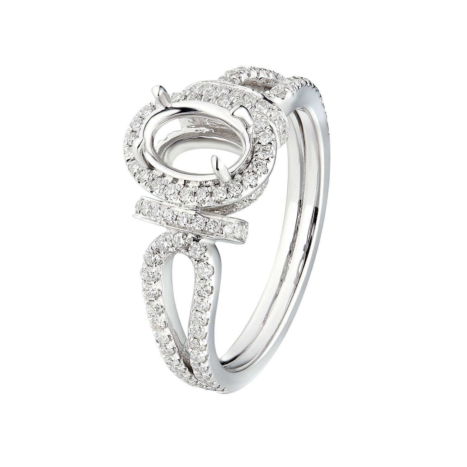 14K White Gold Natural Diamond Engagement Ring MZ1750