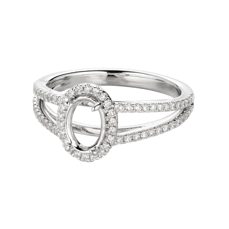 14K White Gold Oval Halo Natural Diamond Engagement Ring MZ1745