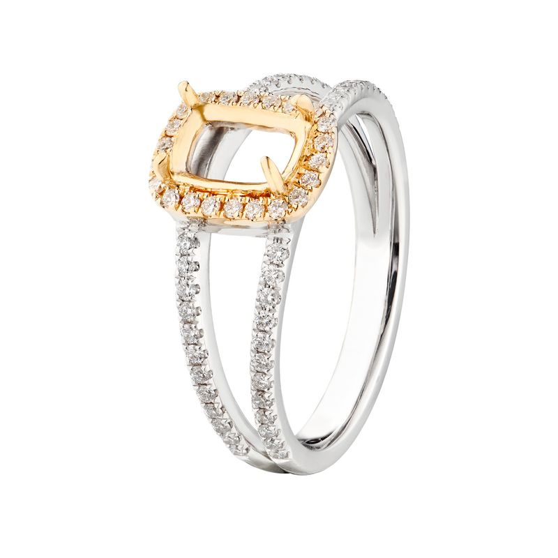 14K White gold with 14K Yellow gold Natural Diamond Engagement Ring MZ1748