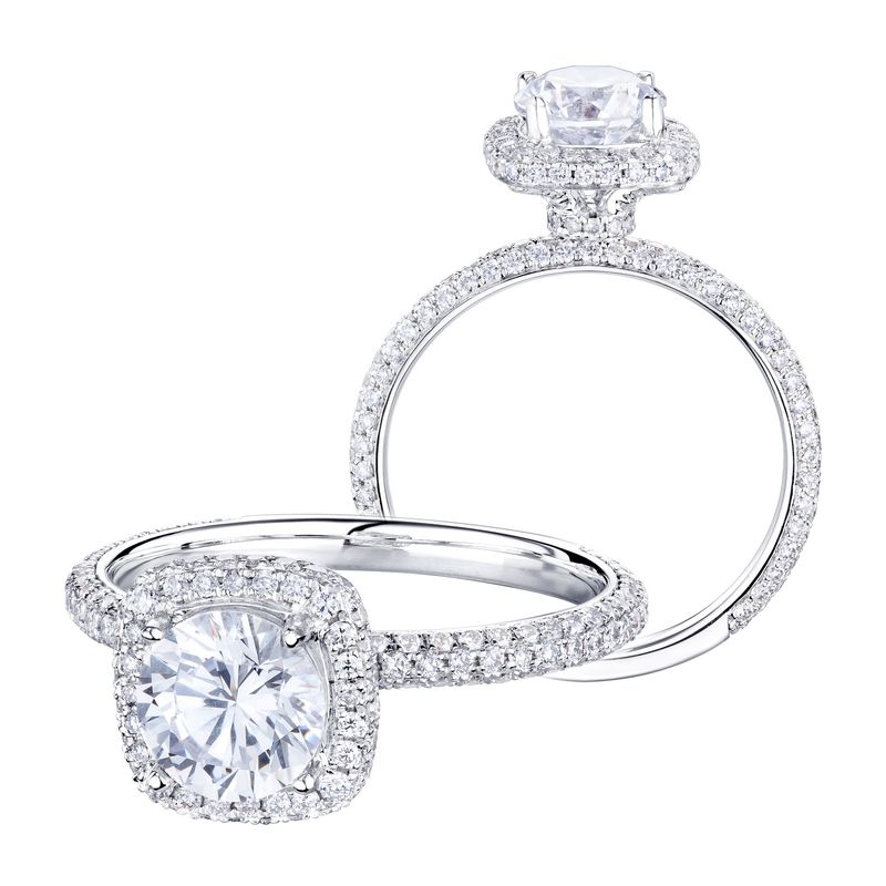 14K White Gold Round Natural Diamond  Engagement Ring MZ1497