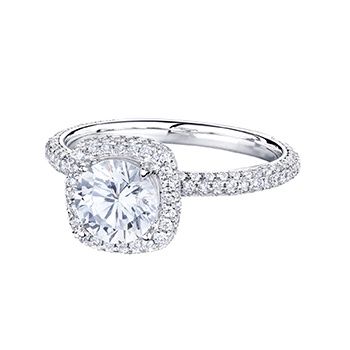 14K White Gold Round Natural Diamond  Engagement Ring MZ1497
