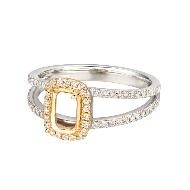 14K White gold with 14K Yellow gold Natural Diamond Engagement Ring MZ1748