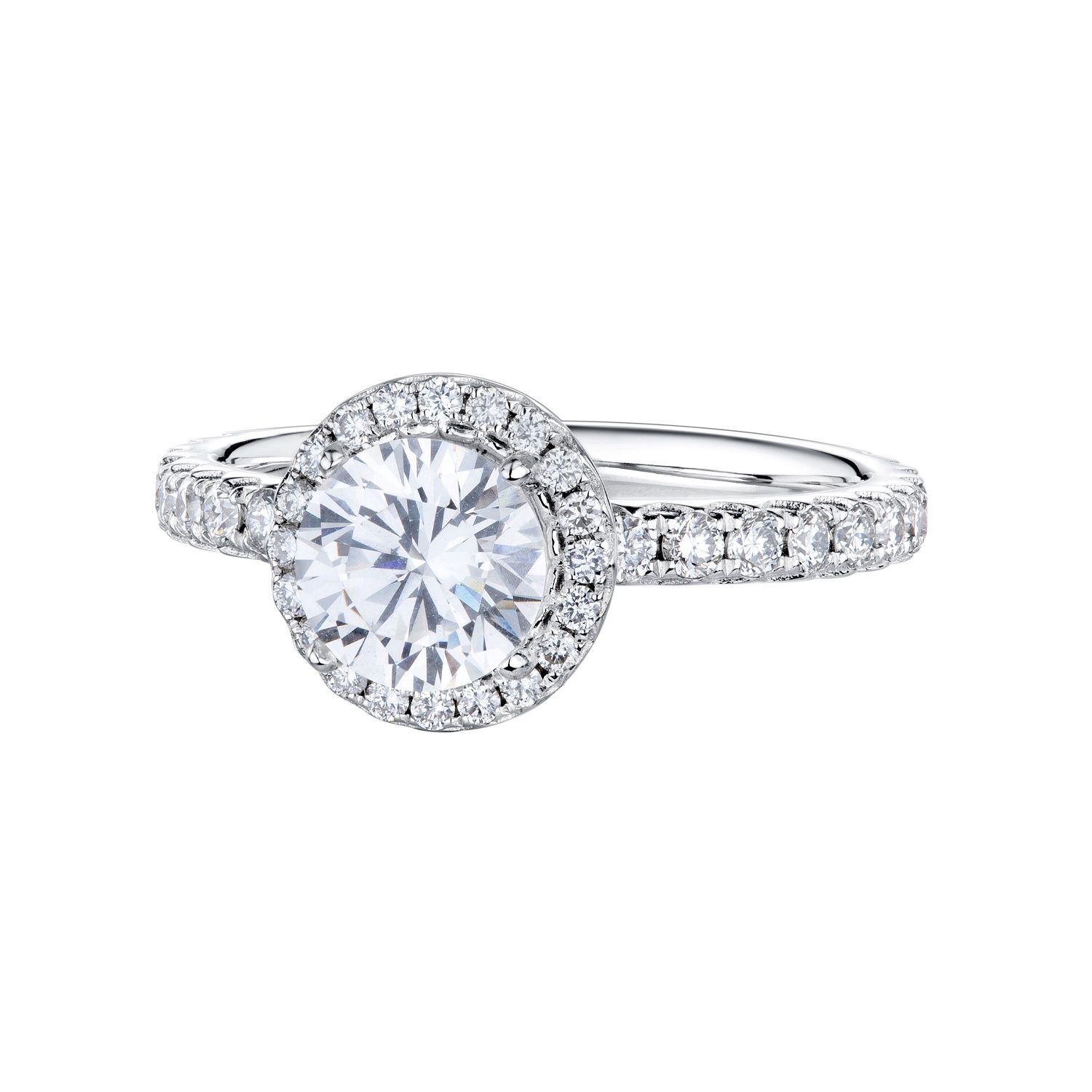 14K White Gold Round Halo  Engagement Ring MZ1508