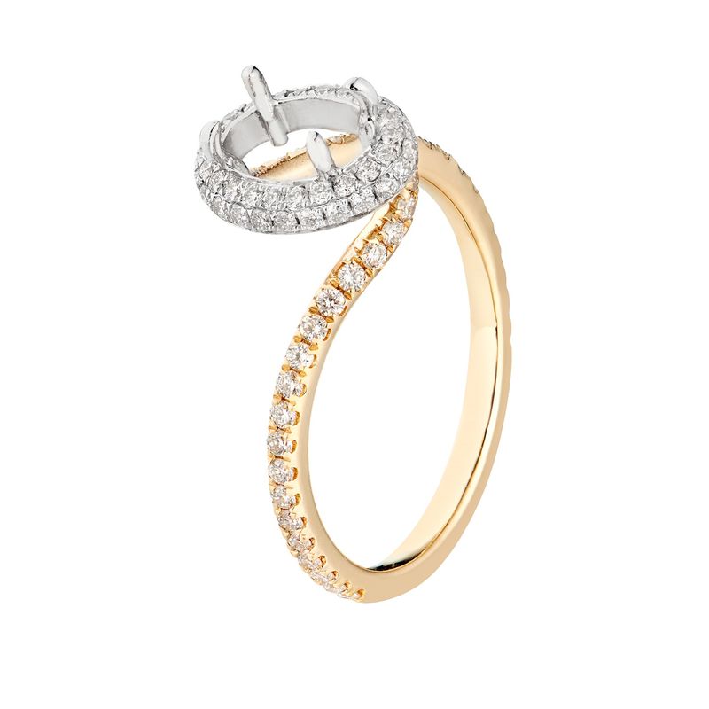 14K Yellow gold with 14K White gold pongs Engagement Ring MZ1744 Natural Diamond
