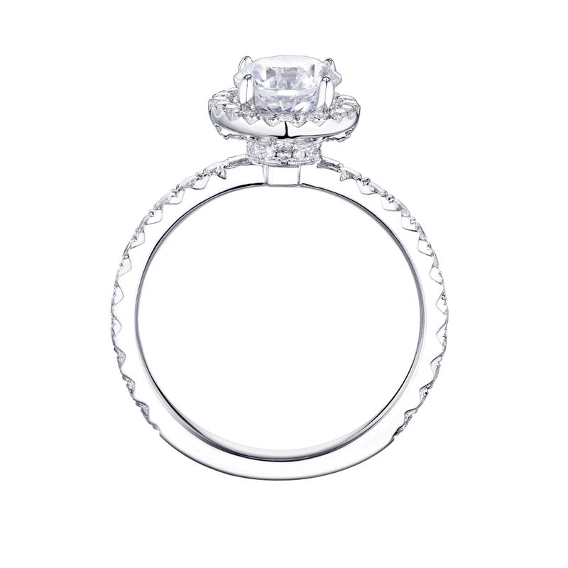 14K White Gold Round Halo  Engagement Ring MZ1508