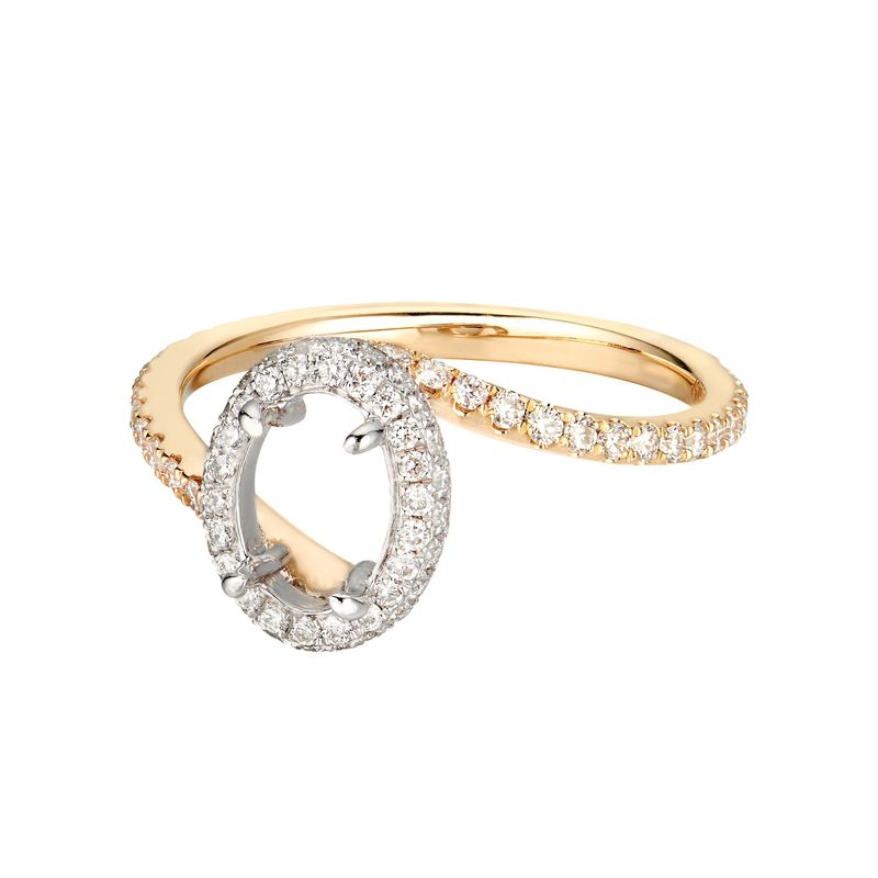 14K Yellow gold with 14K White gold pongs Engagement Ring MZ1744 Natural Diamond