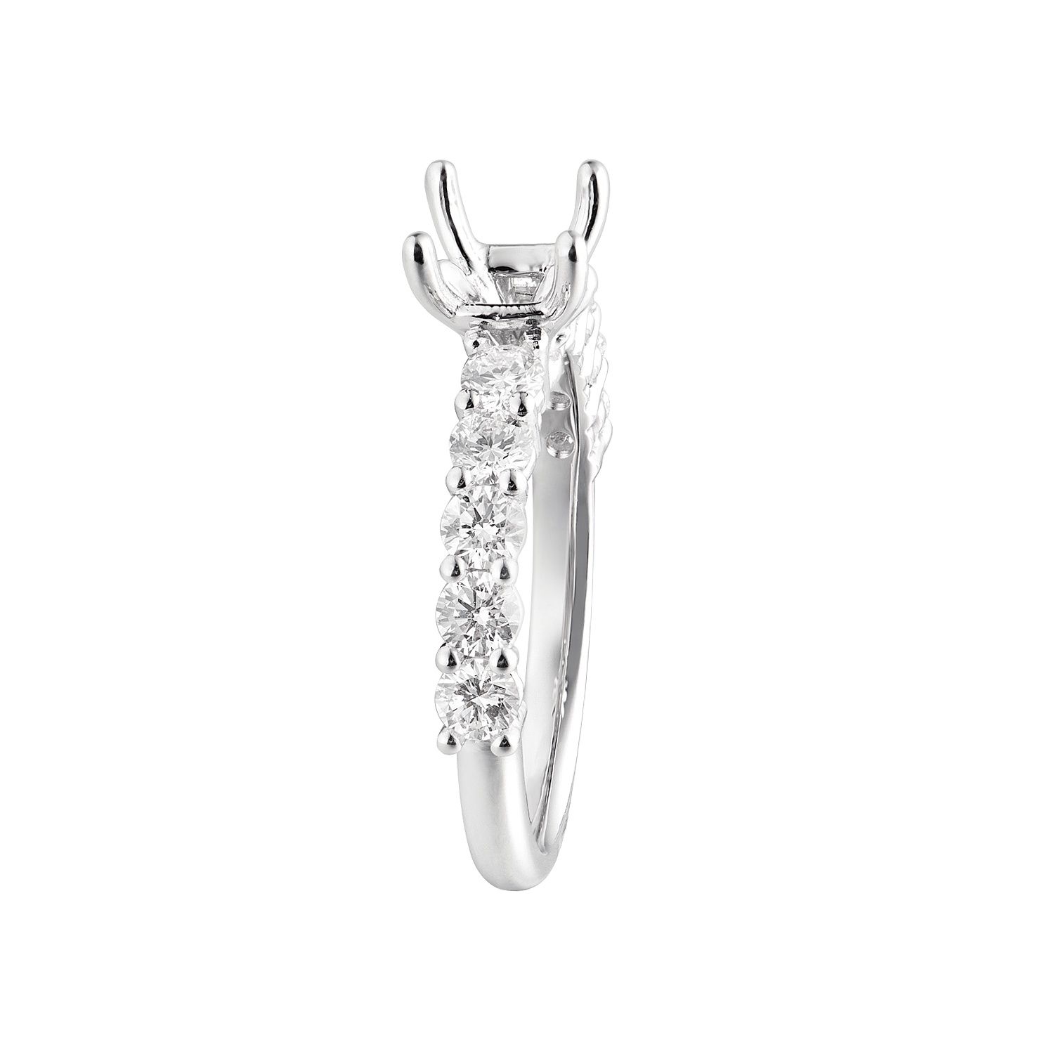 14K White Gold Round Center Classic Natural Diamond  Engagement Ring MZ5485 Natural Diamond