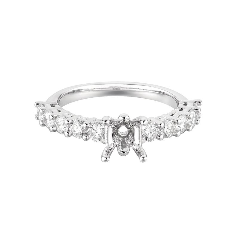 14K White Gold Round Center Classic Natural Diamond  Engagement Ring MZ5485 Natural Diamond